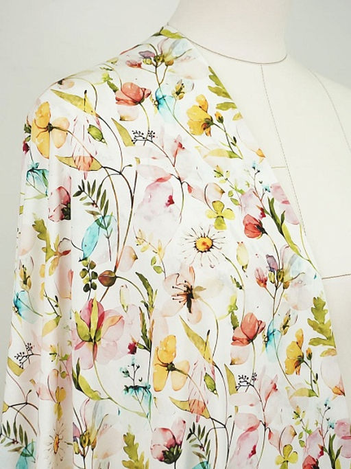 Штапель Премиум (Digital) Летняя палитра цв.белый, ш.1.45м, вискоза-100%, 105гр/м.кв - Купава фото 8