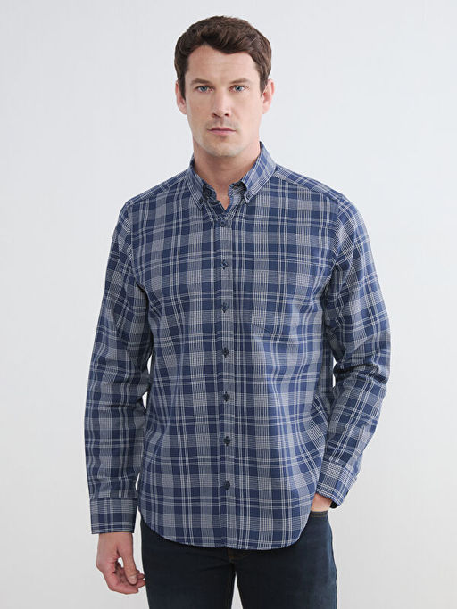 Regular Fit Ekose Gabardin Erkek G?mlek