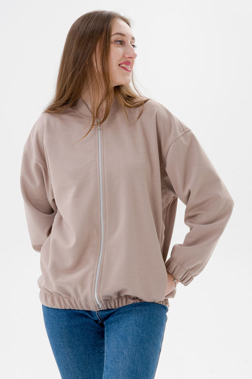 Бомбер из коттон фита какао макси - Амадэль фото 6