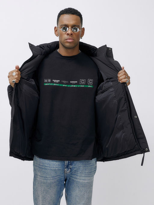 Куртка спортивная мужская зимняя большого размера черного цвета 633Ch - Mtforce фото 15