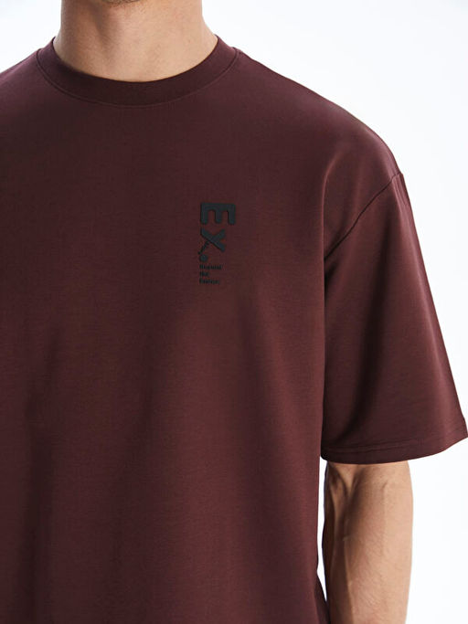 Bisiklet Yaka Bask?l? Penye Erkek Ti??rt