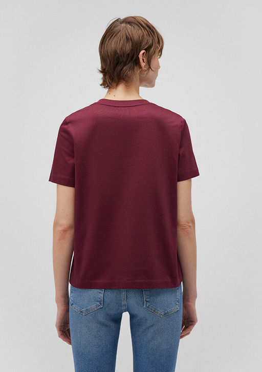 Pamuklu Merserize V Yaka Bordo Basic Tisort - Mavi фото 4