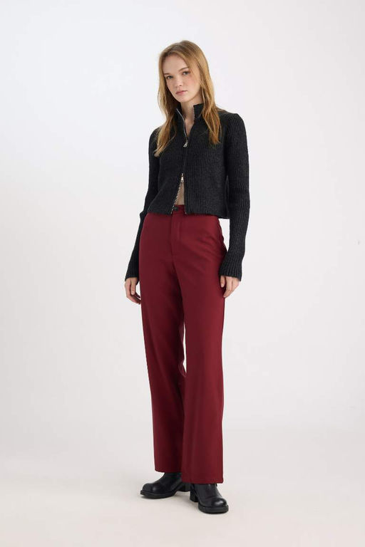 Широкие брюки Широкие брюки Базовые прямые брюки с высокой талией стандартной длины - Defacto фото 2