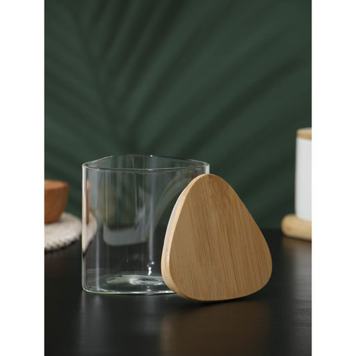 Банка для сыпучих продуктов BellaTenero Эко. Треугольник, 500 мл, 1010.8 см, с бамбуковой крышкой, стекло, прозрачная фото 4