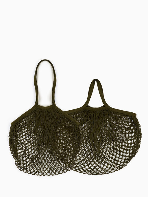 Набор 2 шт. сумка-авоська плетёная, клетка 1.5 см, тёмно-зелёная