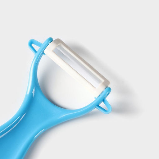 Набор кухонный на подставке Доляна, 5 предметов: ножи 7,5 см, 10,5 см, 13 см, 15 см, овощечистка, цвет голубой  фото 6