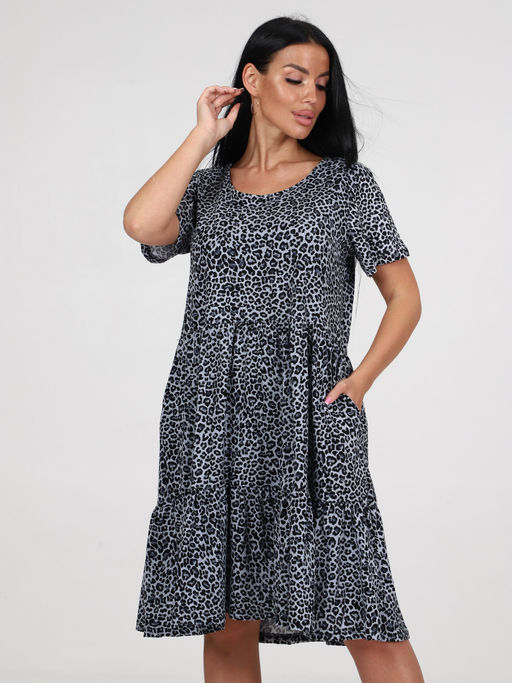 837 ПЛАТЬЕ (Серый леопард) - А-дина фото 3