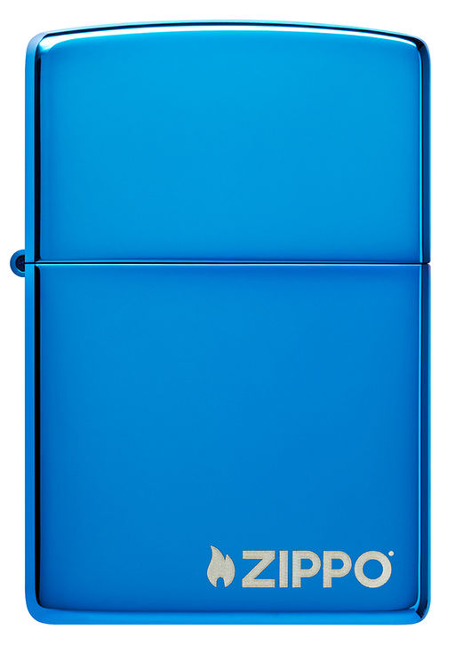 Зажигалка ZIPPO Логотип с синим глянцевым покрытием | Logo High Polish Blue 20446ZL  фото 2
