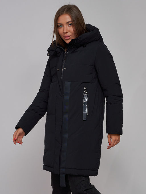 Пальто утепленное молодежное зимнее женское черного цвета 59018Ch - Mtforce фото 10