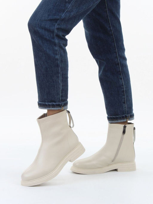 01-XKL21-225R BEIGE Ботинки демисезонные женские (натуральная кожа, байка)