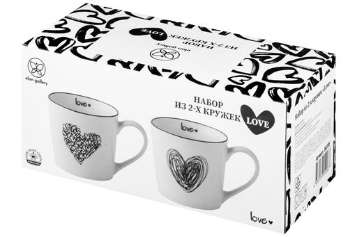 Набор 2 кружек 390 мл 13*9,5*9 см LOVE NEW BONE CHINA - Elan gallery фото 6
