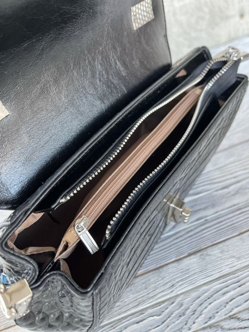 Женская лаковая сумка под крокодила HW-7711 Блек