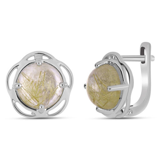 Серьги, рутиловый кварц золотой, Фигаро