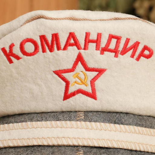 Шапка - фуражка для бани и сауны «Командир», полиэфир 70%, шерсть 30%, с вышивкой «Добропаровъ»