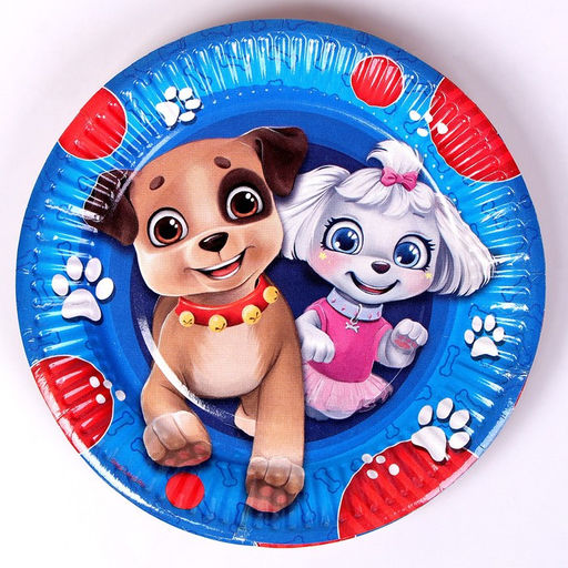 Набор бумажной посуды с масками Щенята: 6 тарелок, 6 стаканов, 6 масок - Страна карнавалия фото 7