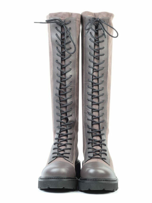 01-M06 GREY Ботинки демисезонные женские высокие (натуральная кожа, велюр, байка) - No name фото 7