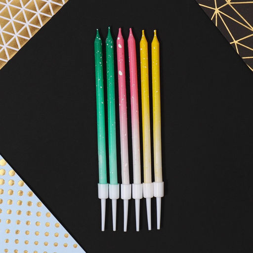 Свечи в торт С Днём Рождения, 6 шт., коктейльные - Страна карнавалия фото 3