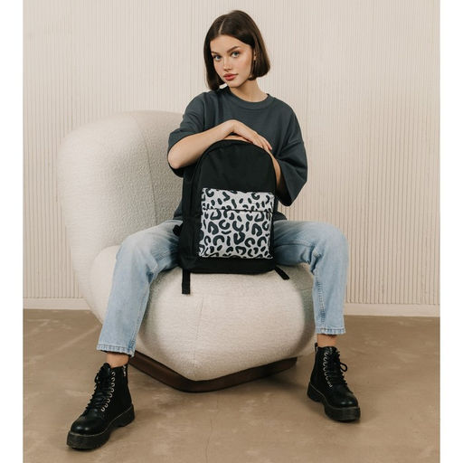 Рюкзак молодёжный Леопард, 33х13х37, отд на молнии, н/карман, чёрный - Nazamok фото 7