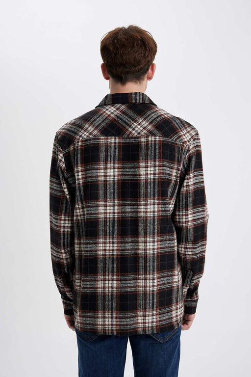 Рубашка Relax Fit в клетку с длинным рукавом Lumberjack - Defacto фото 7