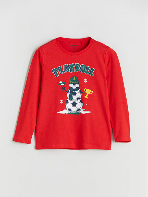 Bisiklet Yaka Bask?l? Erkek ?ocuk Pijama Tak?m?