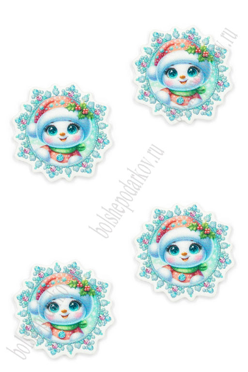 Кабошон-вырубка Снеговик 3,5*3,5 см (10 шт) SF-7342, №6 - Больше подарков фото 2