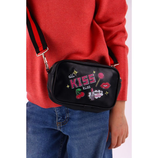 Сумка детская Kiss, искусственная кожа, на ремешке, чёрная, 18х6х11 см - NAZAMOK KIDS фото 10