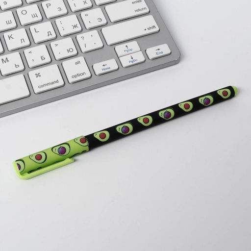 Цена за 8 шт. Ручка шариковая синяя паста 0.7 мм с колпачком «Будни авокато» пластик софт-тач, цена за 1шт