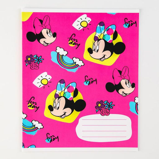 Цена за 10 шт. Тетрадь в линейку 12 листов, 5 видов МИКС, обложка мелованная бумага, «Минни Маус»