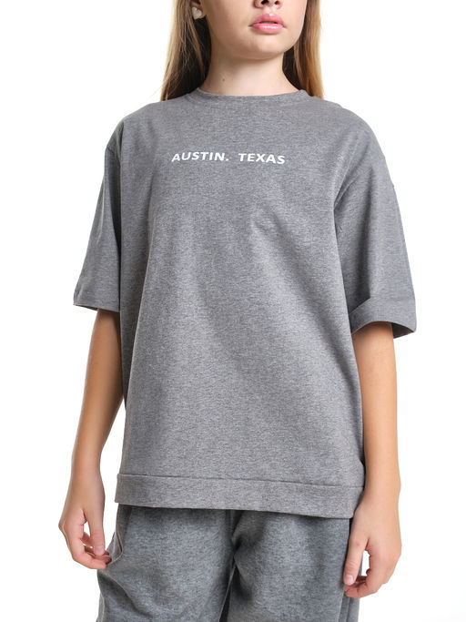 Футболка с принтом 22-7613 светло-серый меланж - Mini maxi фото 12