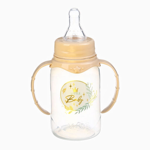 Бутылочка для кормления, новогодняя, Little Baby, классическое горло, с ручками, от 0 мес., 150 мл., цилиндр, M&B