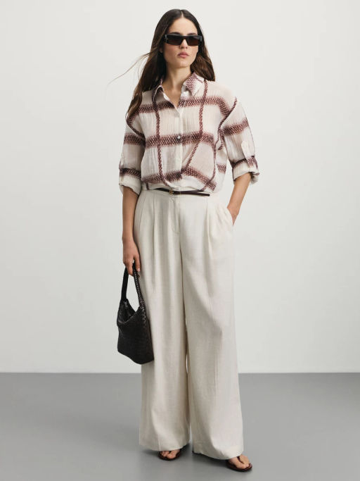 Рубашка из тенселя с патами на рукавах / Zarina  фото 2