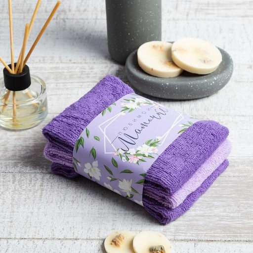 Набор махровых полотенец Любимой мамочке 30х30 см - 3 шт, 100% хлопок 340 гр/м2 - Этель фото 2