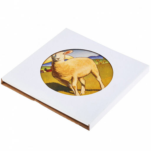 Подставка под горячее (панно) "Ферма" д16см h0,8см, керамика, фотопечать с глазурью, подложка пробковое дерево, кант атласный шнур, в упаковке (Китай)