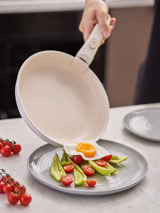 Набор посуды для приготовления со съемной ручкой smart ceramic, 7 предметов, цвета топленого молокатермо