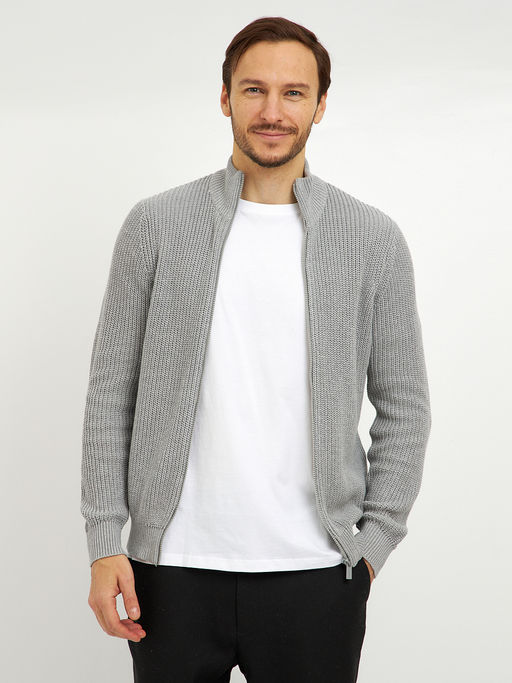 кардиган мужской базовый из хлопка на молнии - Glenfield фото 3