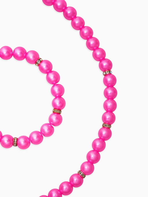 Цена за 2 шт. Набор детский «Выбражулька» 2 предмета: бусы, браслет, жемчуг стразы, цвет ярко-розовый