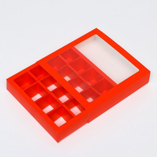 Коробка для конфет, 16 шт, красная , 17,7 х 17,7 х 3,8 см - UPAK LAND фото 3