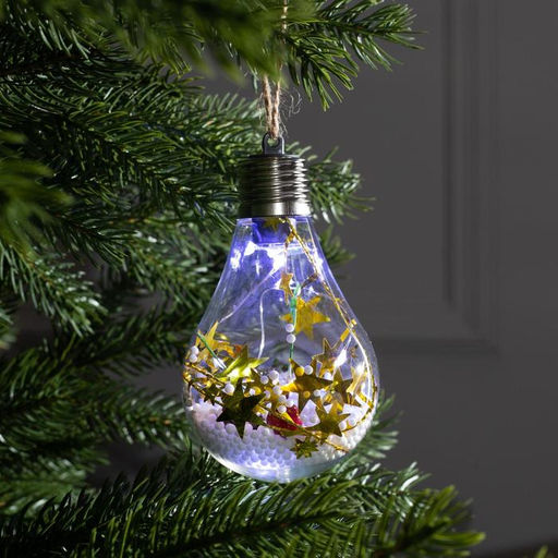 Ёлочный шар Шишки с желтой мишурой, 5 LED, от батареек, свечение белое - Luazon lighting фото 2