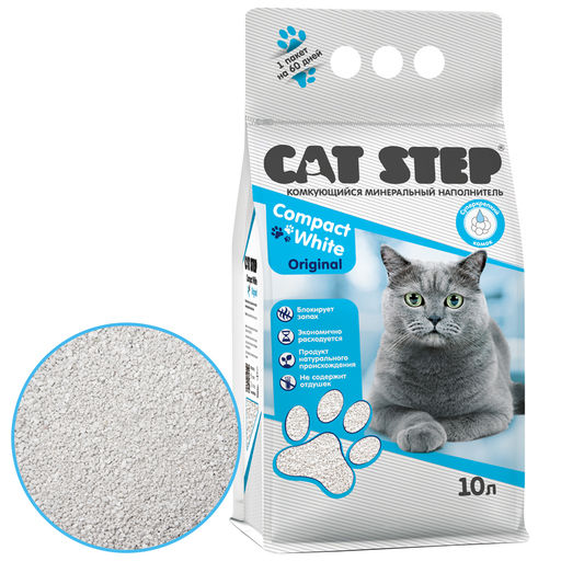 Наполнитель комкующийся минеральный CAT STEP Compact White Original, 5 л  фото 3