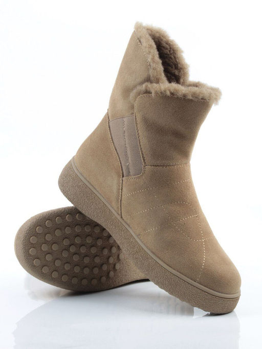 04-PAL272-5Z GREEN/SANDY Ботинки зимние женские (натуральная замша, 100% шерсть, натуральный мех)