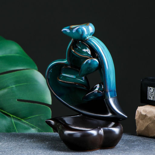 Подставка для благовоний TAKE IT EASY «Сердце», стелющийся дым, зелёное, 13×9×16 см