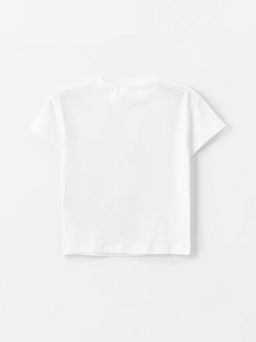 Bisiklet Yaka Niloya Bask?l? K?sa Kollu K?z Bebek Ti??rt - Waikiki фото 2