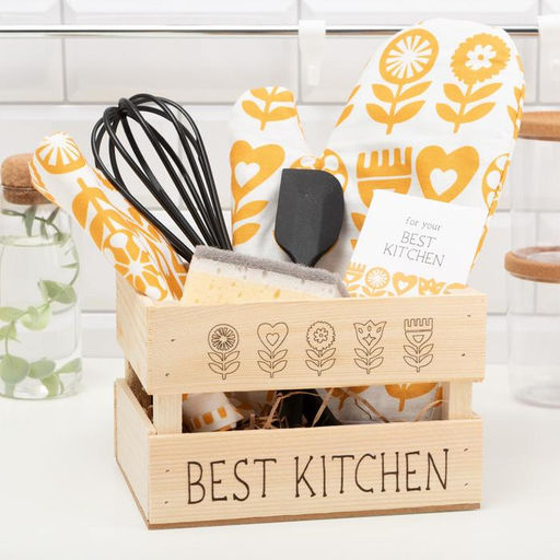 Кухонный набор подарочный «Этель» Best kitchen: полотенце, варежка-прихватка, лопатка, венчик, губка