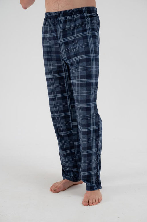 Брюки домашние мужские из кулирки темно-синяя клетка - Амадэль фото 2