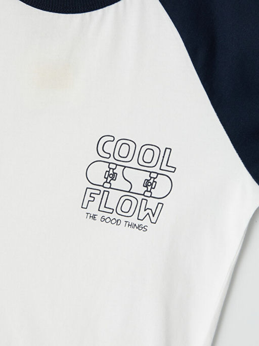 Bisiklet Yaka Reglan Kollu Bask?l? Erkek ?ocuk Ti??rt