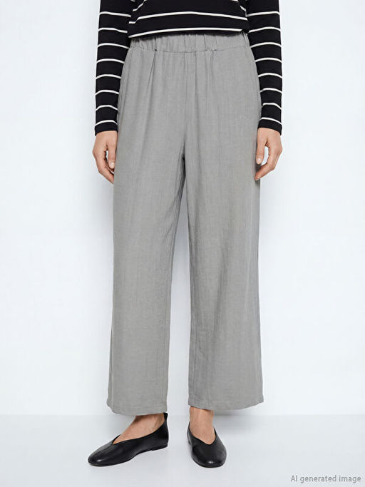 Beli Lastikli Dokulu Saten Kad?n Pantolon