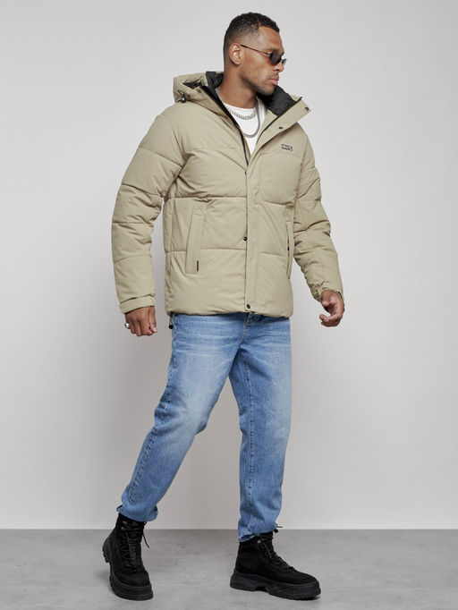 Куртка молодежная мужская зимняя с капюшоном светло-зеленого цвета 8356ZS - Wonderrman фото 4