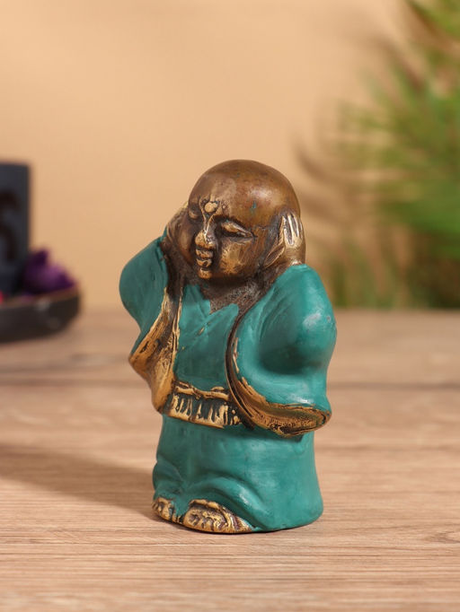 Сувенир «Монах», 5×4×8 см, бронза, бирюзовый