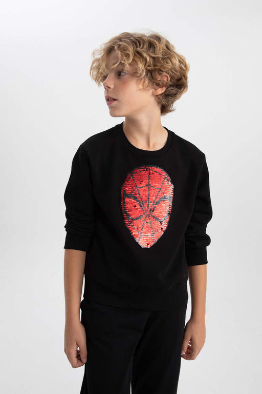 Толстовка с круглым вырезом для мальчиков Marvel Spiderman - Defacto фото 5