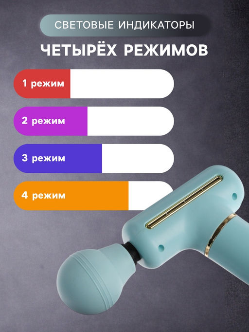 Массажёр для тела LEM-54, перкуссионный, 4 режима, 1200 мА/ч, голубой